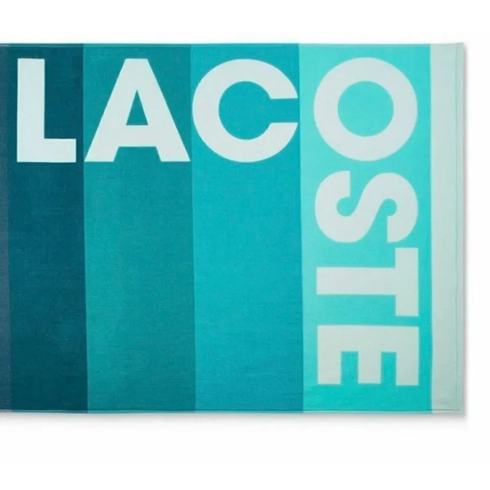 NWT Lacoste Gorgeous Green Ombre Blocks Logo 100% Cotton Big 72”x36” Beach Towel